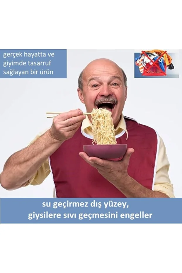 Yıkanabilir Hasta Yemek/mama Önlüğü Yetişkin Cırtlı-cepli